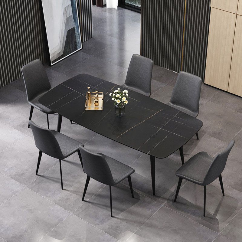 Rectangle Stone Top Dining Table Contemporary Dining Table with 4 Legs