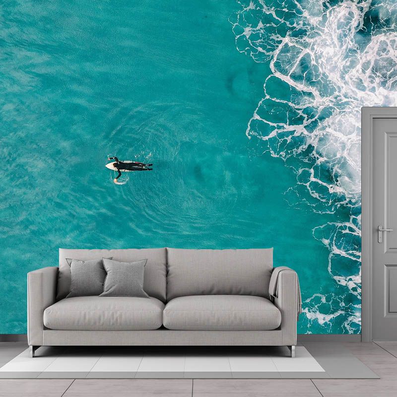 Mildew Resistant Decorative Wallpaper Sea Print Living Room Tropical Photography