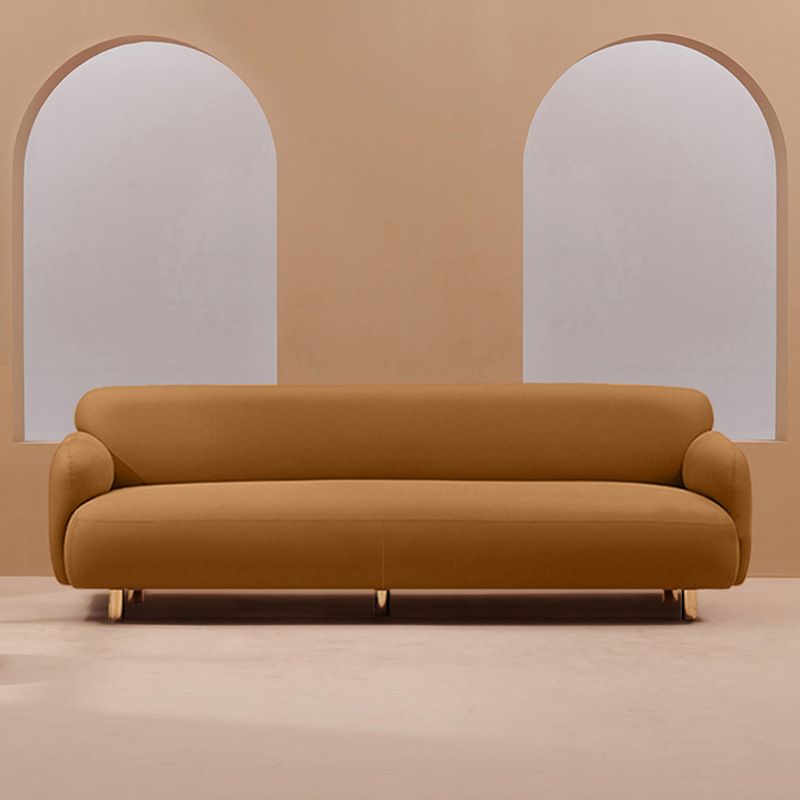 Recessed Arm Sofa Mid-century Modern 3-Seater Faux Leather Sofa