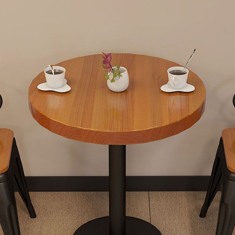 Tavolo da bar in ferro nero industriale in legno naturale top rotondo tavolo da bistrot interno con piedistallo