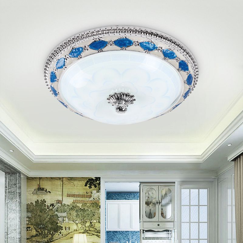 LED Facettiert Glas Flushmount Beleuchtung Rustikale Blaue Kuppel-Schlafzimmer Leuchtmittel mit Harlequin Crystal Accent, 12 "/16" /19.5 " Breite