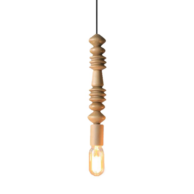 Lámpara colgante de bombilla desnuda de estilo japonés con luz colgante de luz simple deco de madera en beige para cocina
