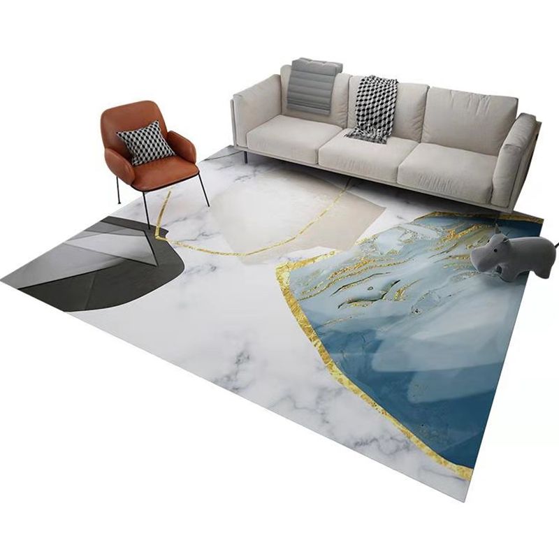 Zeitgenössischer Colorblock-Teppich, mehrfarbiger Synthetik-Teppich, haustierfreundlich, waschbar, rutschfester Teppich zur Dekoration