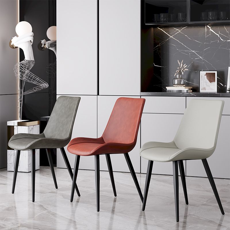 Silla de comedor de cuero de estilo escandinavo, respaldo sólido, silla de comedor de un solo brazo para el hogar
