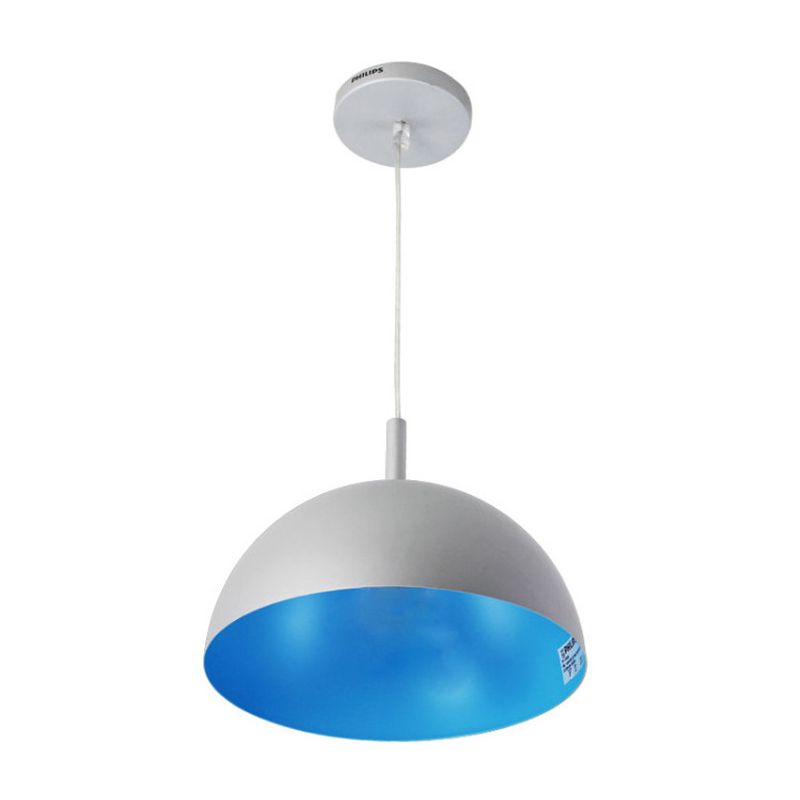 Dome Ceiling Lamp Simple Style Metal 1 Light Orange/Blue/Chrome Pendant Light Fixture for Dining Room, 10"/16" Wide