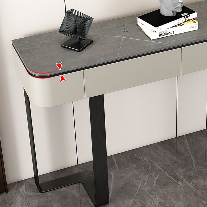 2 Drawers Console Table Modern Stone Accent Table for Hall , 33.46" Tall