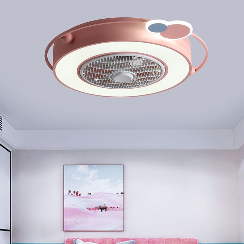 Fan Blue/Pink LED Afferty Acrilico SEMILE SEMI SEMI SEMI SEMI SEMI FLUSHETTO CON ORNAZIONE DI CUORE/CLOUP TOUND/AMORE, larghezza 23,5 "