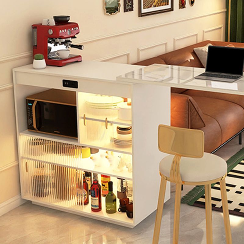 Contemporary Style 1/2 Pieces Stone Specialty Bar Table Set for Living Room