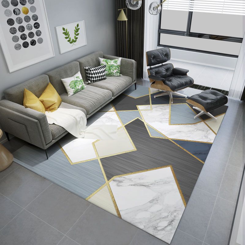 Minimalistisch binnenvleedkleed Contrastpaneel Ruug Polyester Stain Resistent gebied Tapijt voor woonkamer