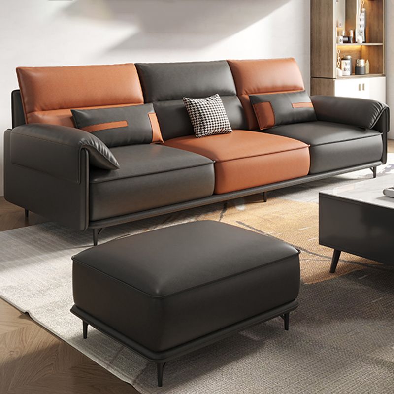 Glam Sewn Pillow Back Pillow Top Arm Living Room Faux Leather Sofa
