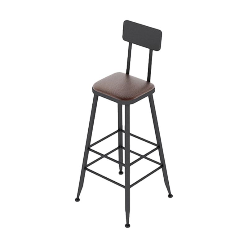 Taburete de bar industrial envejecido Bristol Taburete de bar de cuero con cojín