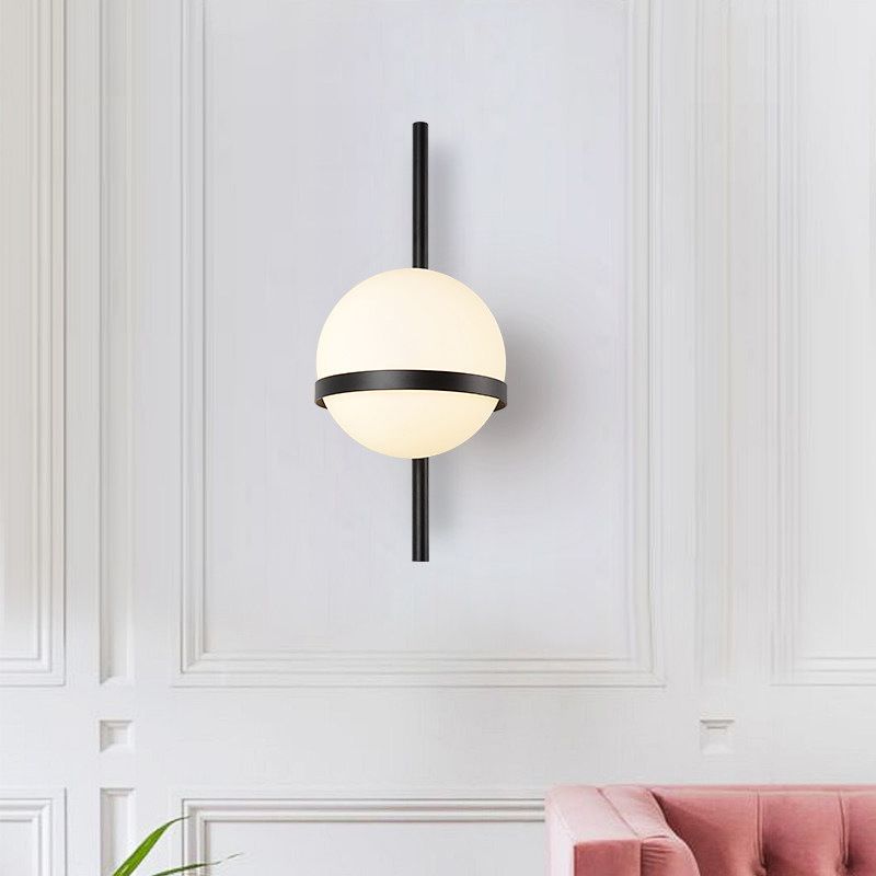 Opaalglas bol wand gemonteerd verlichting moderne 1-bol wand sconce lamp voor woonkamer