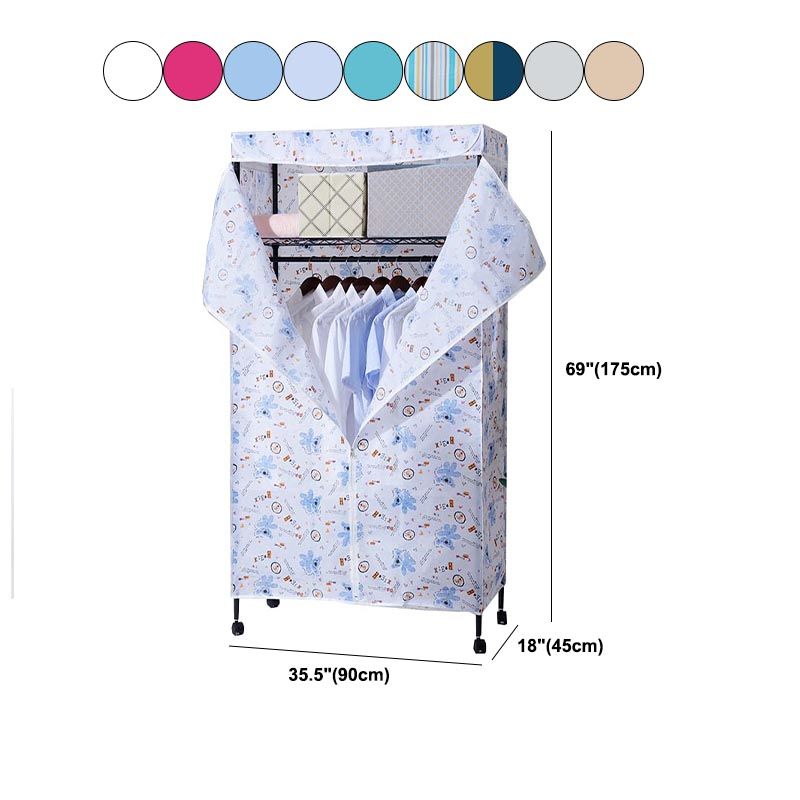 Contemporary Style Wardrobe Metal Wardrobe Closet with Adjustable Shelves