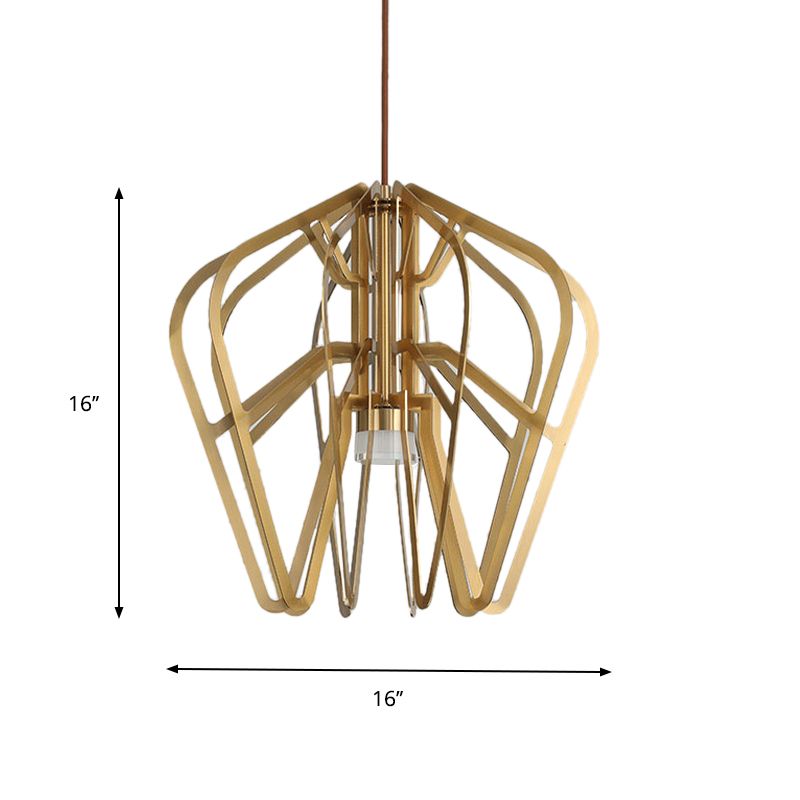 Crown Shaped Bistro Drop Pendant Metal Postmodern LED Hanging Light Fixture in Gold