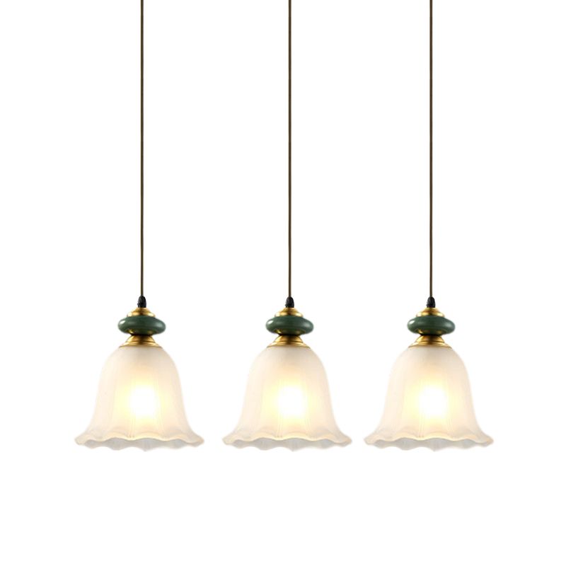 3 koppen cluster hanglamp vintage bell wit glas hangende lamp met keramische dop voor eetkamer