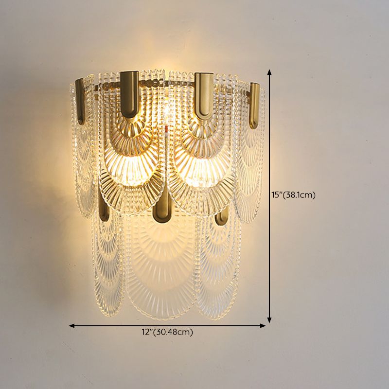 Metal & Glass 2 - Light Wall Light Post Modern in Gold & Clear