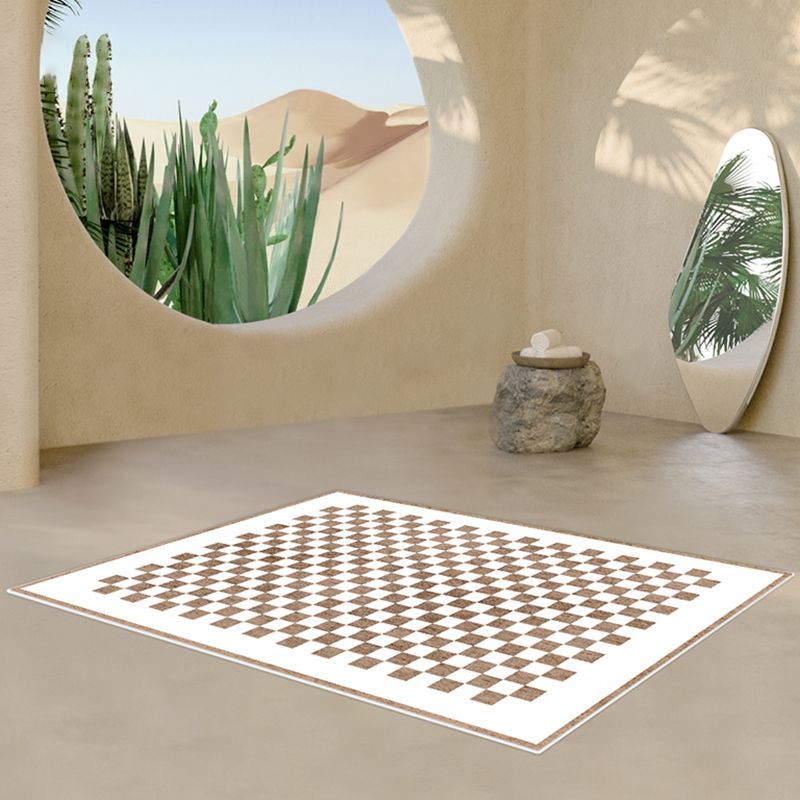 Minimalist Buffalo Plaid Rug Color Mixed Polyester Area Carpet Non-Slip Backing Rug for Living Room