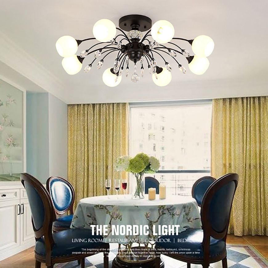 Vidrio negro cerca de la iluminación del techo de forma redonda de techo tradicional accesorio de montura de techo