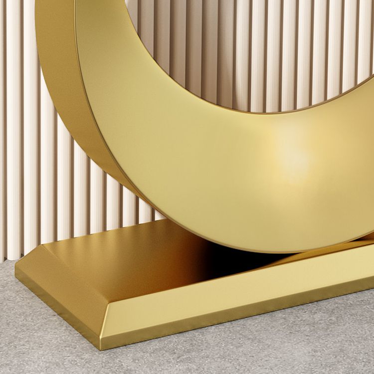 Glam Stone Console Accent Table Half Moon Console Sofa Table for Hall