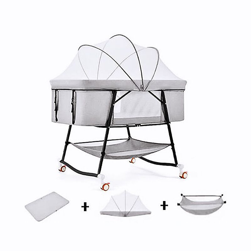 Gliding Crib Cradle Square Metal Cradle with Canopy for Newborn