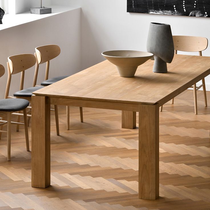 Rectangle Pine Solid Wood Table Modern Dining Table with 4 Legs for Restaurant Living Room