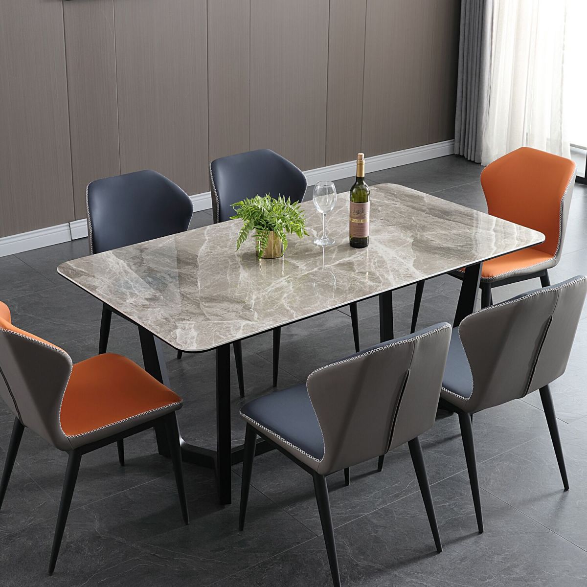 Silla lateral casera industrial Silla tapizada Wingback del comedor del metal