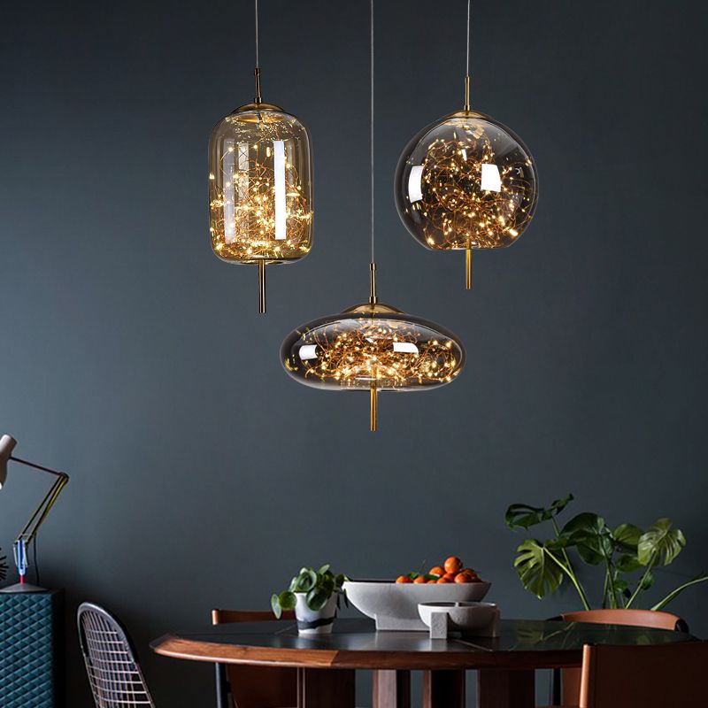 Contemporary Style Simple Pendant Light Fixtures with Glass Shade for Sitting Room Coffee Shop