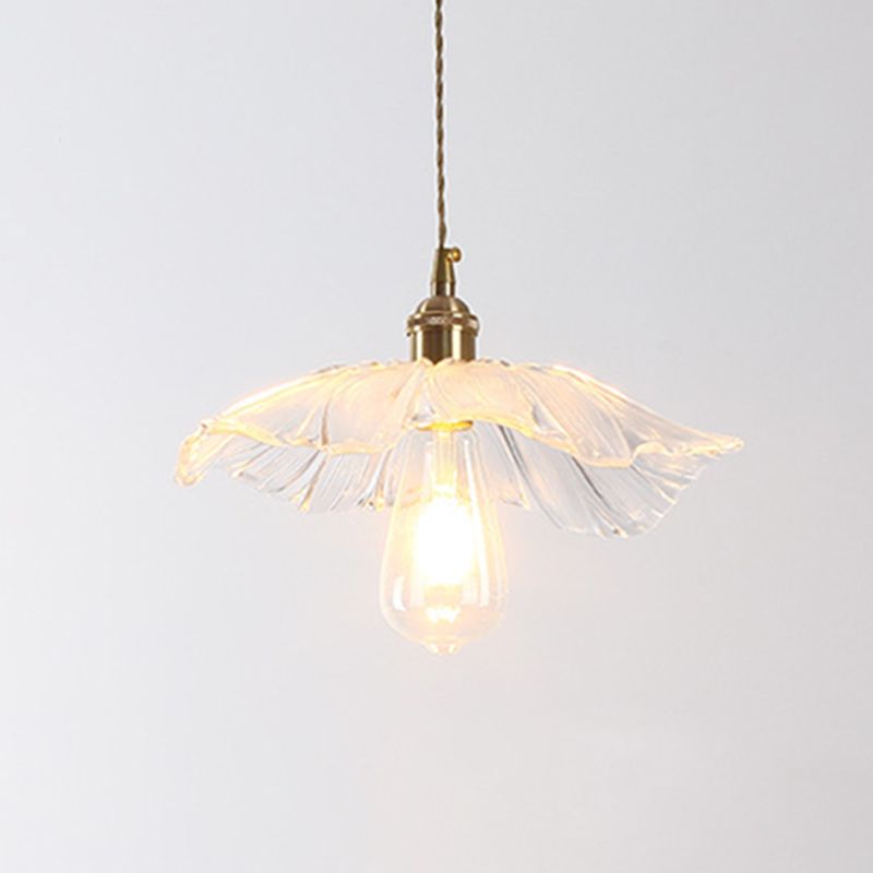 1-Licht-Anhängerlampe Japanischer Stil Ripple Glassschatten Hängende Lampe für Cafe
