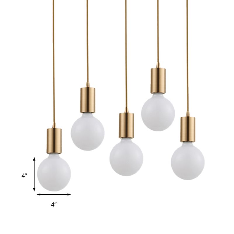1 Light Bare Bulb Hanging Lamp Retro Vintage Brass Metal Indoor Pendant Lighting