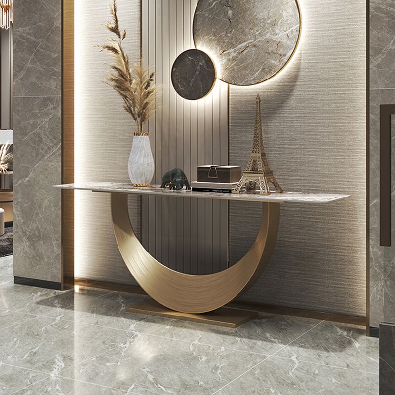 Rectangle Shape Contemporary Console Table Gold Stone Console Sofa Table for Hall