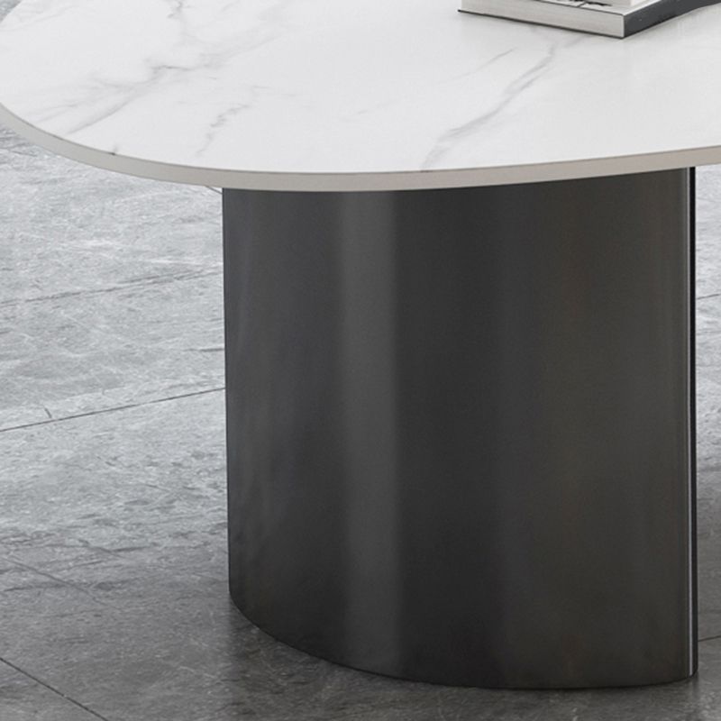 15"H Glam Coffee Table Slate Single White Coffee Cocktail Table