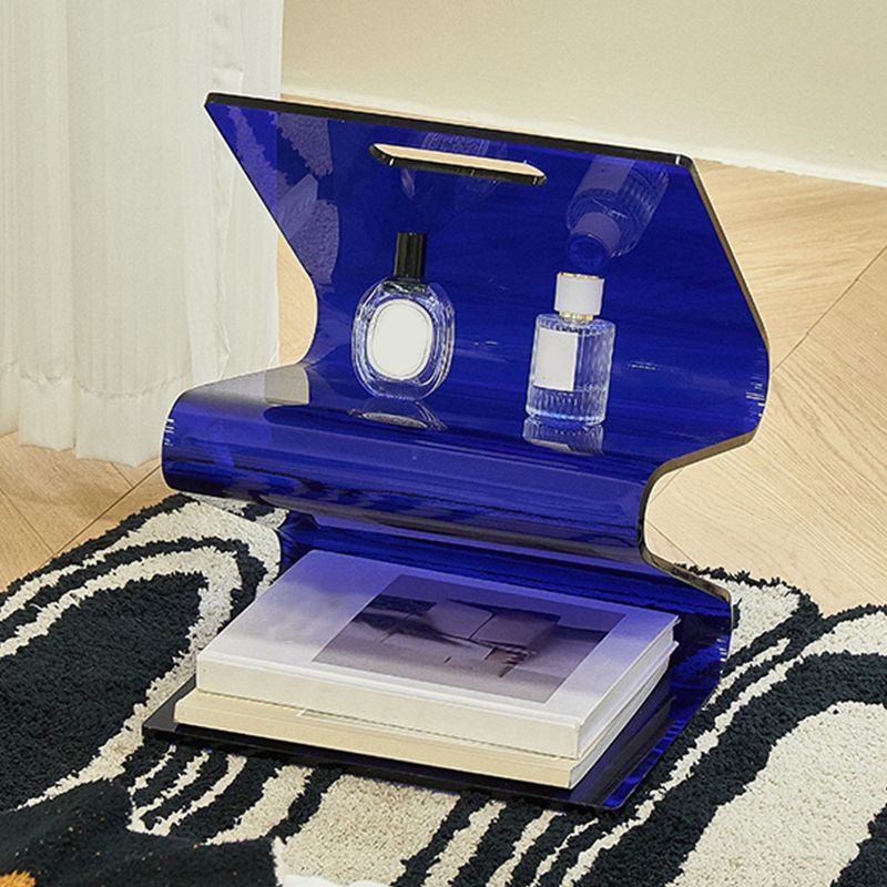 Contemporary Antique Finish Shelf Bookshelf Acrylic Geometric Bookcase