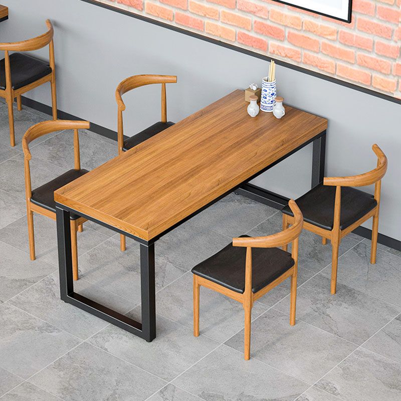 Natural Industrial 1/2/5/7 Pieces Dining Table Set Solid Wood Fixed Dining Table Furniture