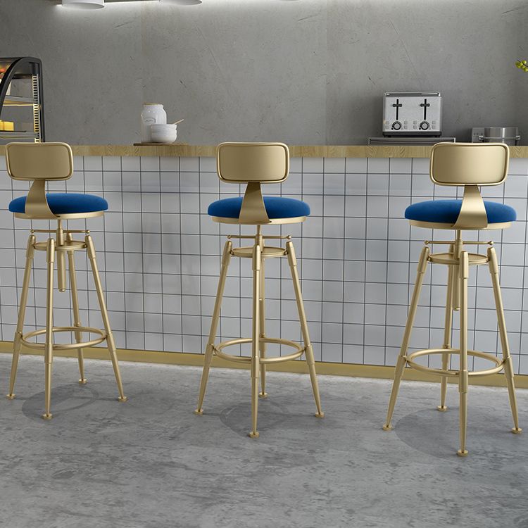 Glam Liftable Rotatable Counter Stool Iron Cafe Bar Stool with Cushion and Pedal