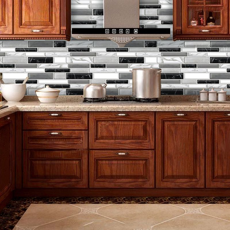 Brick Peel off Wallpapers Rustic Neat Mosaic Tile Wall Decor in Dark Color, 12' x 12"