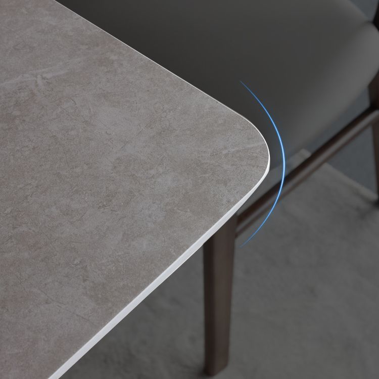 Mid-Century Gray Sintered Stone Table Rectangle Standard Dining Table for Kitchen