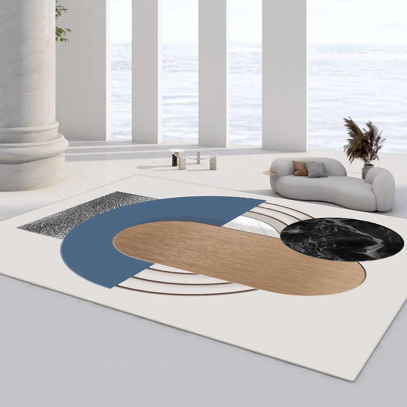 Apricot Color Block Carpet Polyester Modern Carpet Washable Carpet for Home Decor