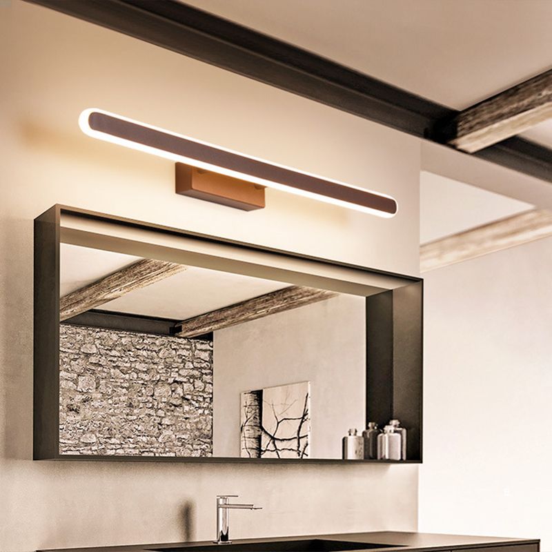 Metal Linear Wall Mounted Light Minimalist Style LED Wall Light Sconce in Coffee