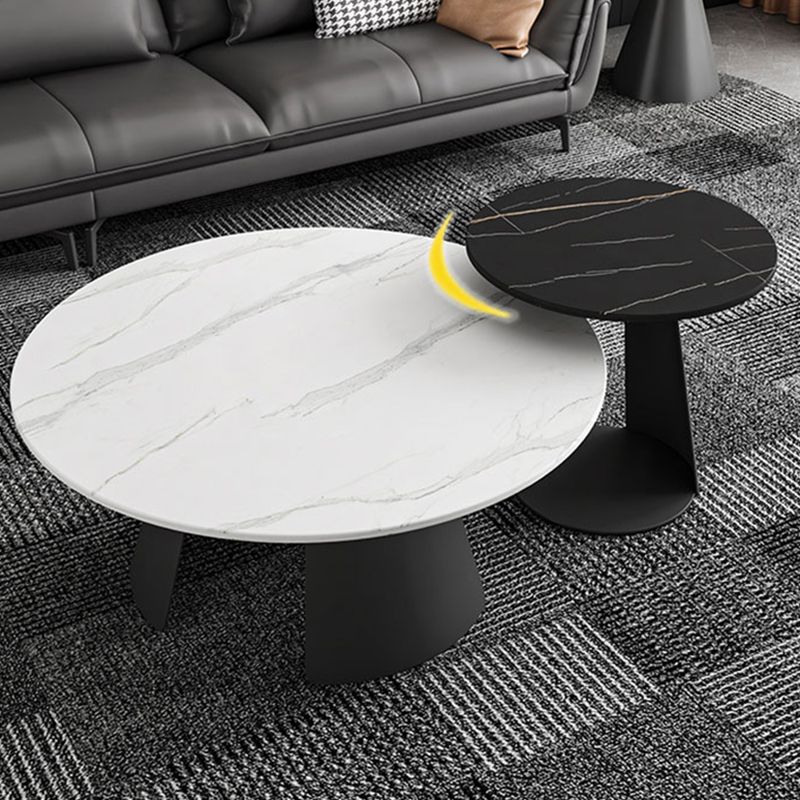 Modern Fixed Top Coffee Table Round Steel Abstract Cocktail Table