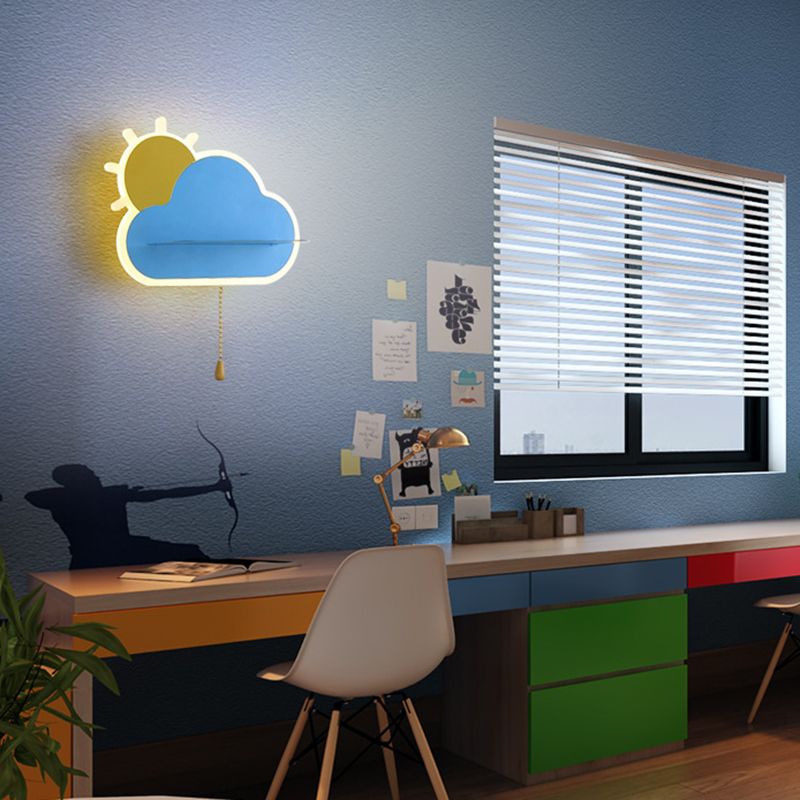 Cartoon Style Iron Wall Light LED Cloud Shape Wall Lamp for Children's Room