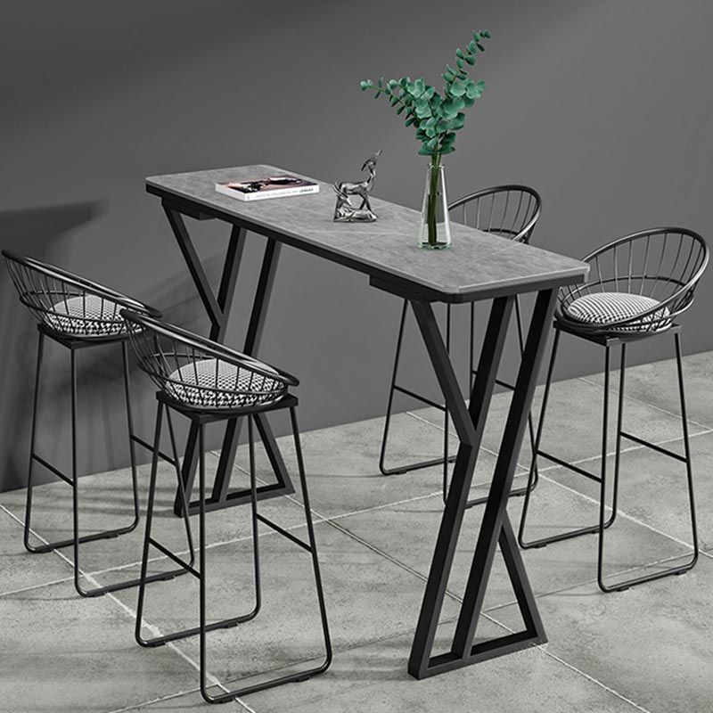 Industrial Rectangle Top Counter Table 42-inch Height Table for Coffee Shop
