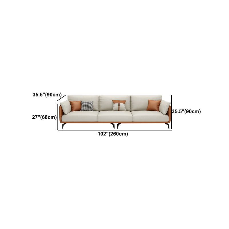 Square Arm Sectional Stain Resistant Sofa Chaise Beige Faux Leather