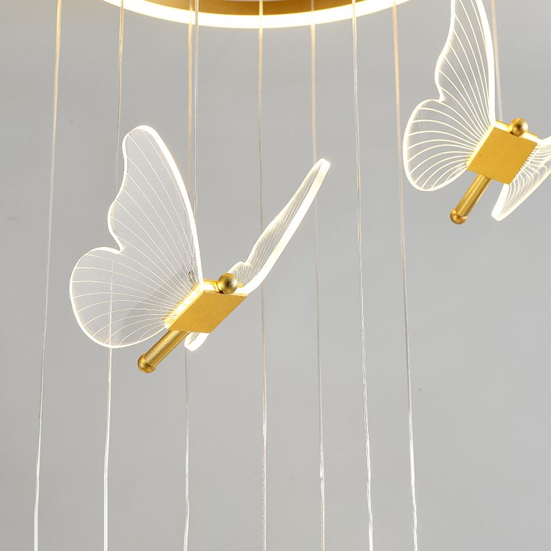 Zeitgenössischer Cluster -Anhänger Butterfly Arcylic Multi Pendant Light In Clear