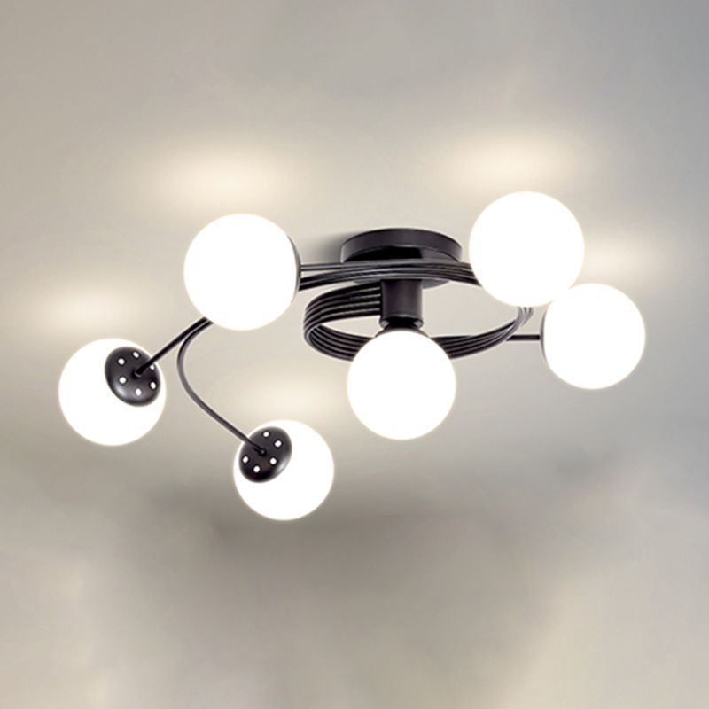 Lámpara de techo de montaje de montura de vidrio simplicidad redonda de semi rascilla luz de techo