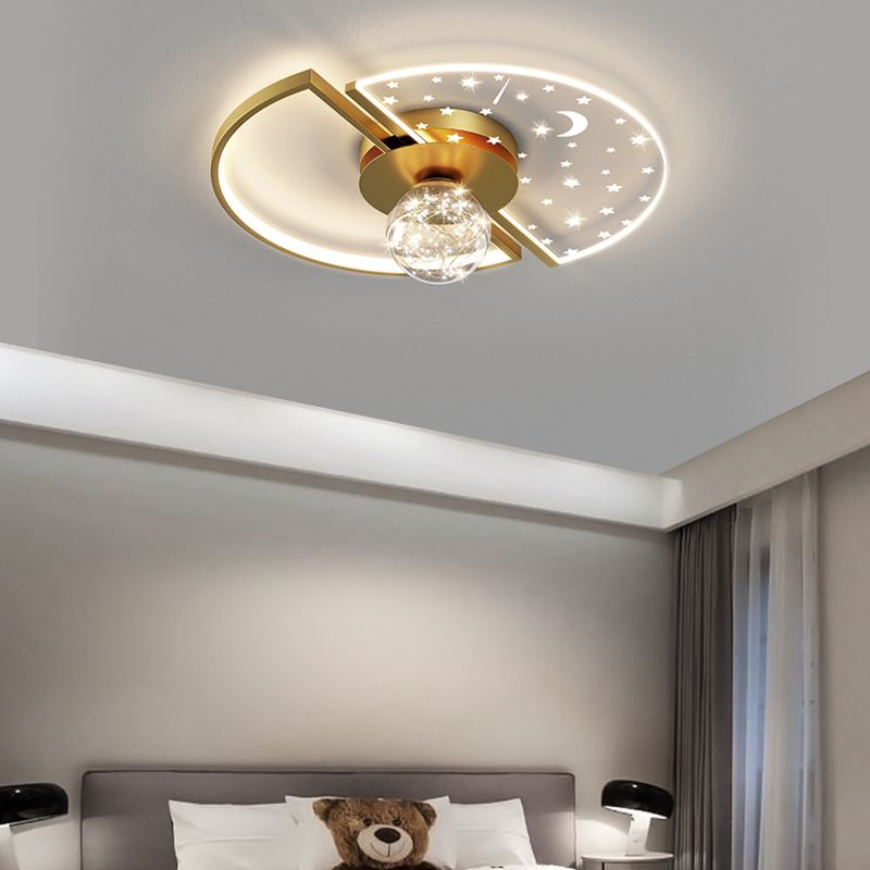 Geometry Shape LED Sky Star Ceiling Lamp Modern Iron 3 Lights Flush Mount for Bedroom