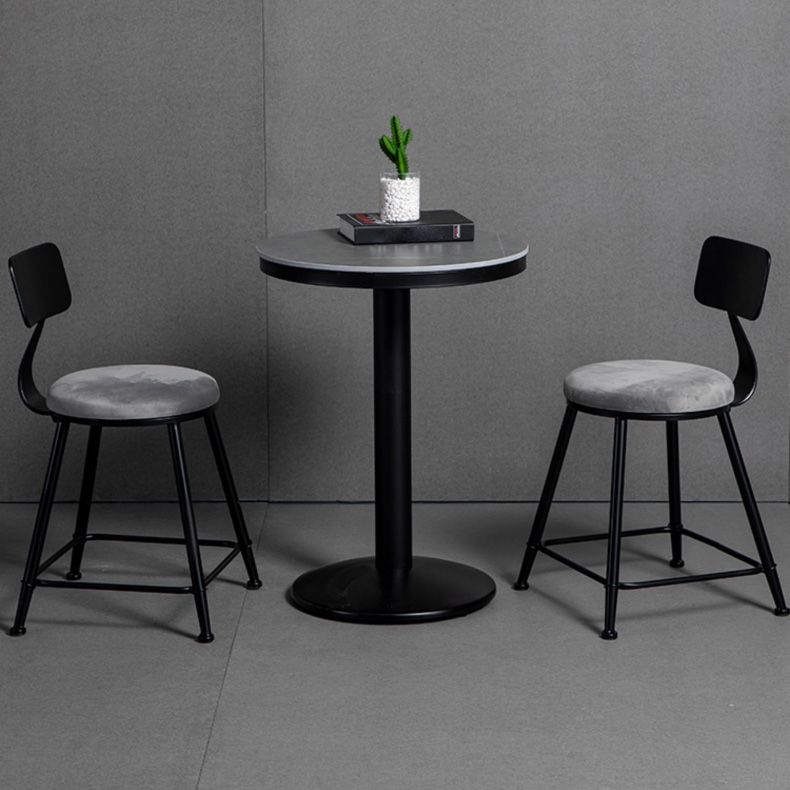 Industrial Style Gray Stone Top Bar Table Set 1/2/3 Pieces Counter Table with High Stools