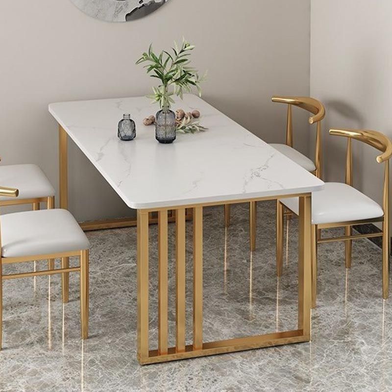 Rectangle Dining Table Stone Dining Table with Double Pedestal