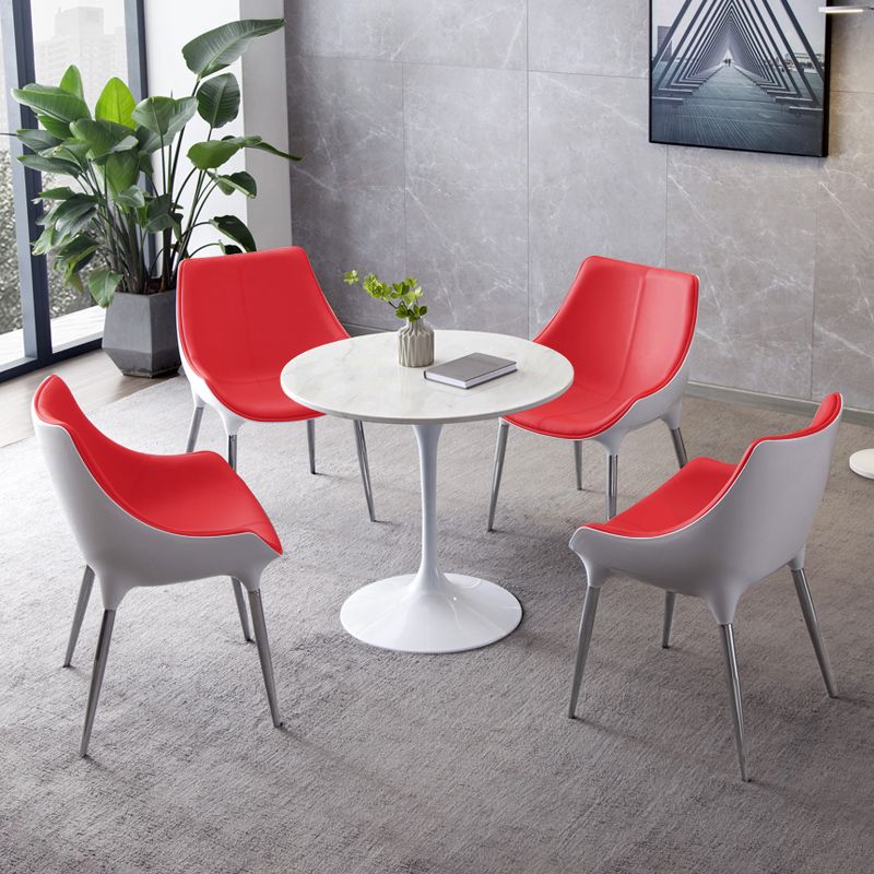 Silla auxiliar para el hogar de estilo moderno, silla de comedor tapizada de metal con respaldo sólido (juego de 2)