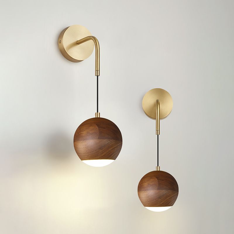 Lámpara colgante de pared de madera nórdica 1 cabezal de la pared de la noche