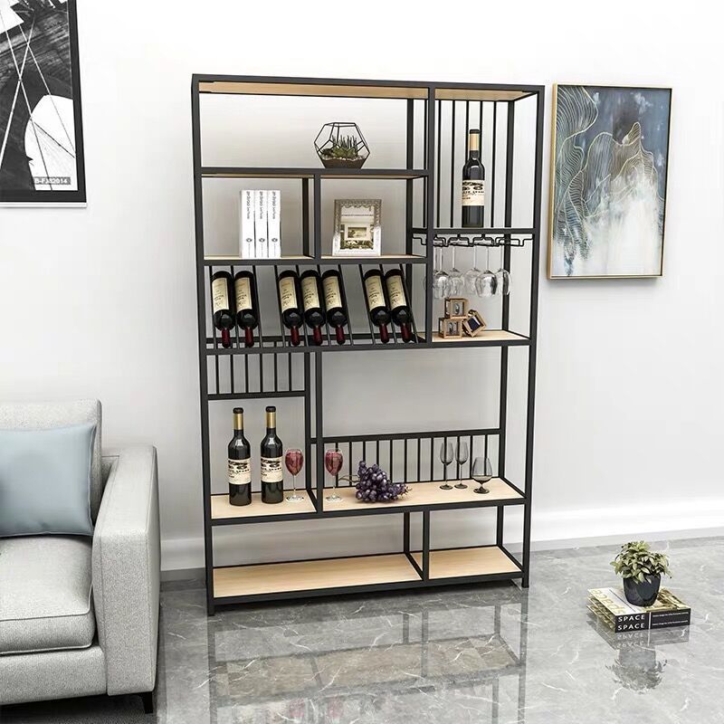 Modern Metal Wine Holder Rack 47.2" x 11.8" x 70.9" with Shelf Wine Racks Floor